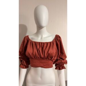 Beyond The Radar Women's Faux Suede Tie Back Crop Top L Western Cowgirl Tie Back